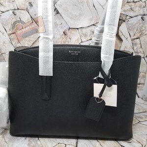 Margaux Large Work Tote Leather Black Kate Spade